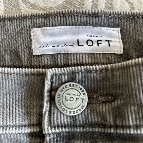 Loft Pants Women 12/31 Gray Corduroy Boyfriend 5Pocket Relaxed Comfy Casual Boho - Picture 3 of 9